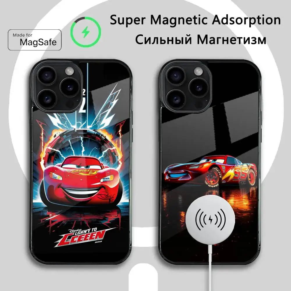 

Cars M-McQueen Phone Case For iPhone 16 15 14 13 12 11 Plus,Pro,Max Mini Magsafe Magnetic Wireless Charging