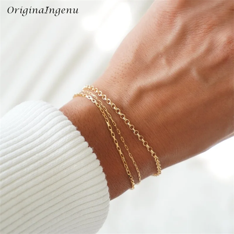 Paperclip Chain Bracelet 14K Gold Filled Dainty Rolo Chain Bracelet Delicate Jewelry Tarnish Resistant Jewelry for Women