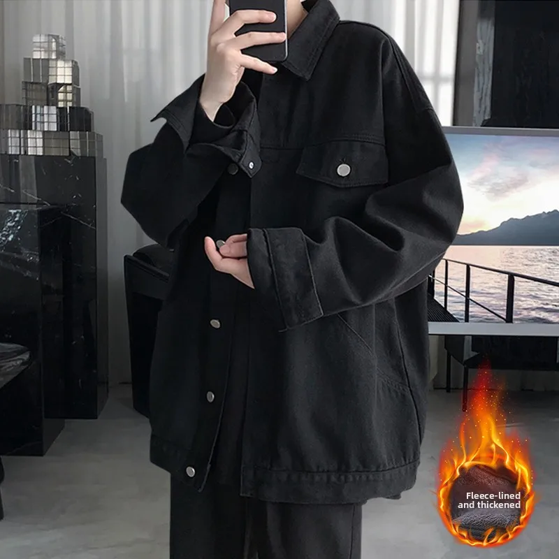 

Винтажная мужская джинсовая куртка большого размера Bla, весна-осень, модная новинка, хлопковое однотонное длинное све