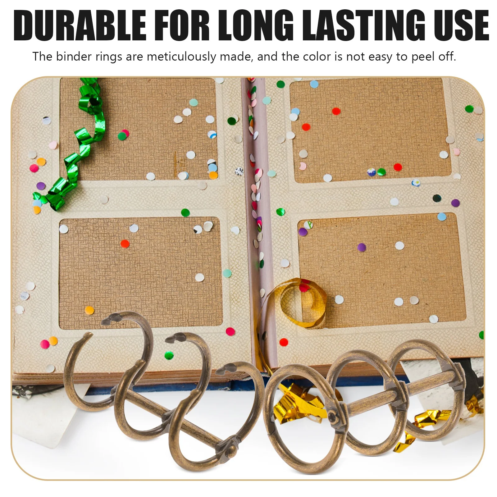 6pcs Metal Binder Rings Premium Alloy Three-Hole Segmented Snap For Office School Diy Notepad Scrapbook Stationery File