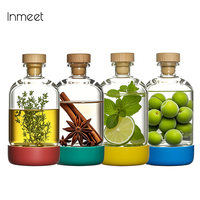 Inmeet Bar Professional Immersion Bottle Multi-use for Wine Juice Oil with Bottle Stopper - Glass Bottle for Household450ML 1PCS