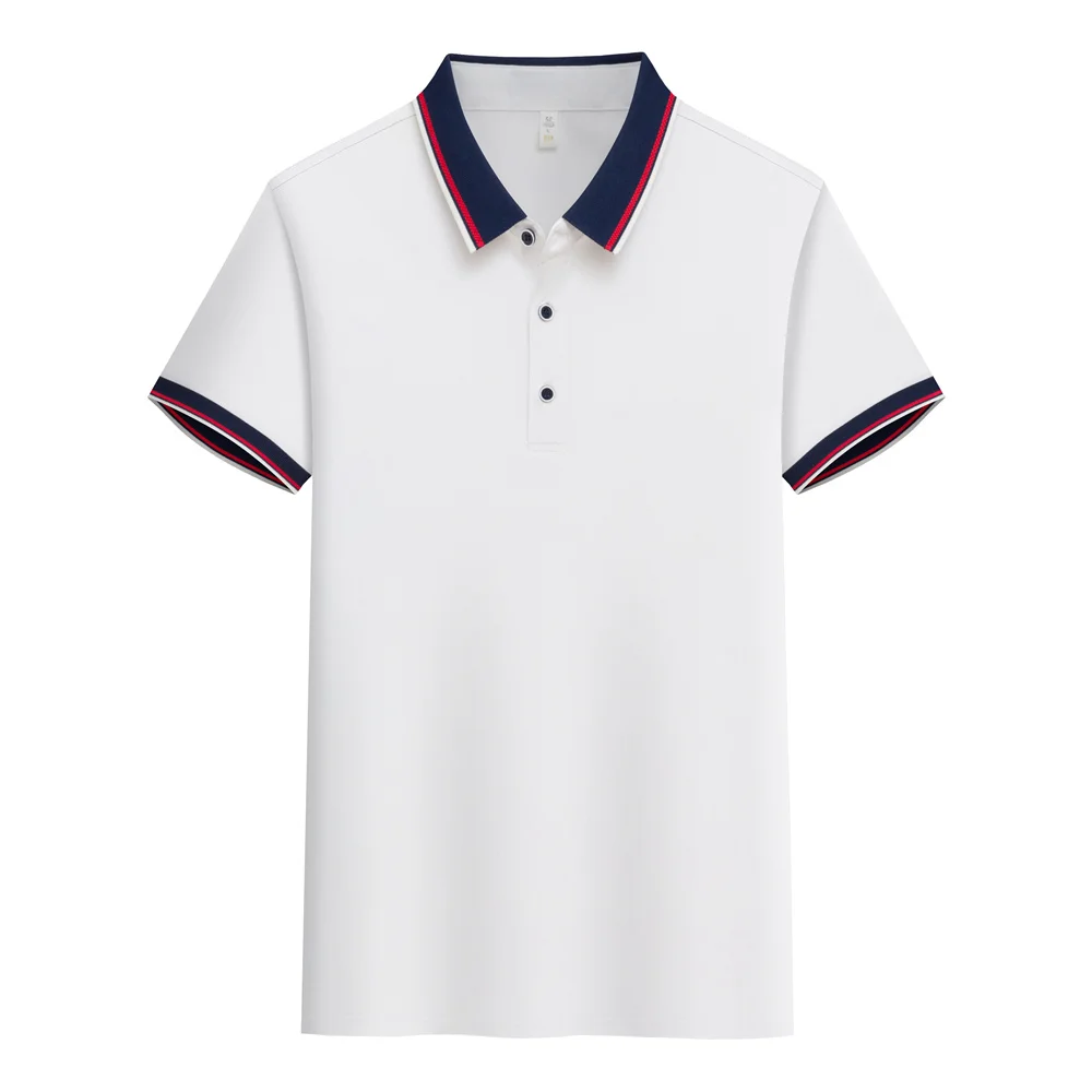 2025 New Style Contrast collar Polo Shirt Slim Fit Short sleeved Lapel T-shirts Breathable Business Smart Golf Shirts Summer