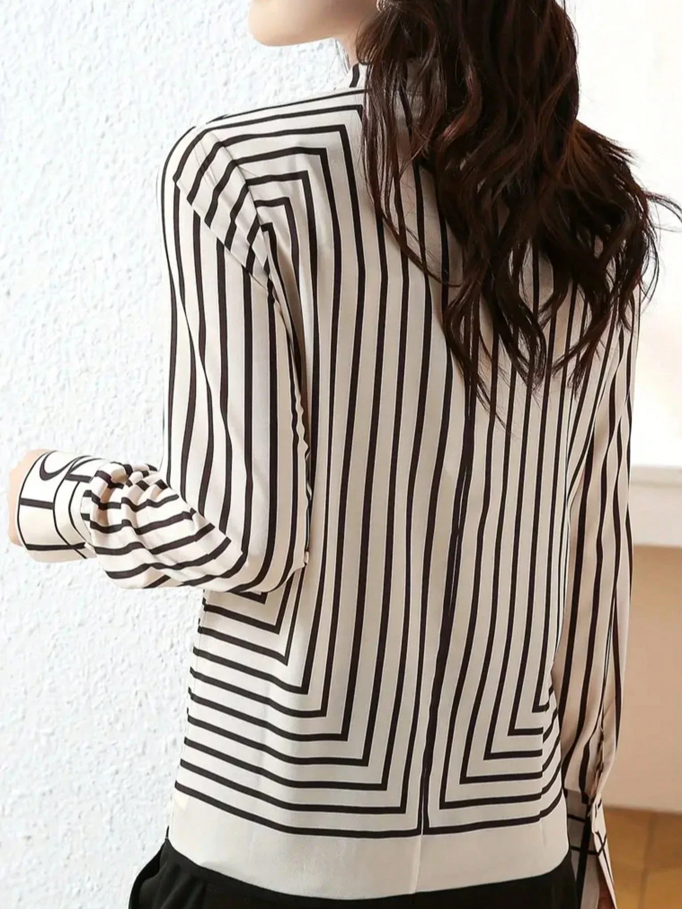 

Women Elegant Casual Long Sleeve Striped Blouse For Office Daily Wear Spring Autumn