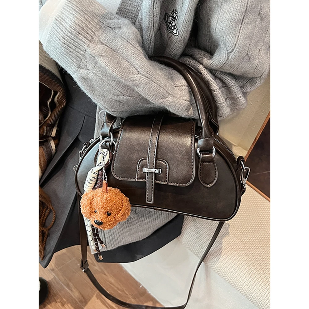 Vintage Pu Handbags for Women Solid Soft Leather Crossbody Bags Large Capacity Female Daily Commute Messenger Shoulder Packs