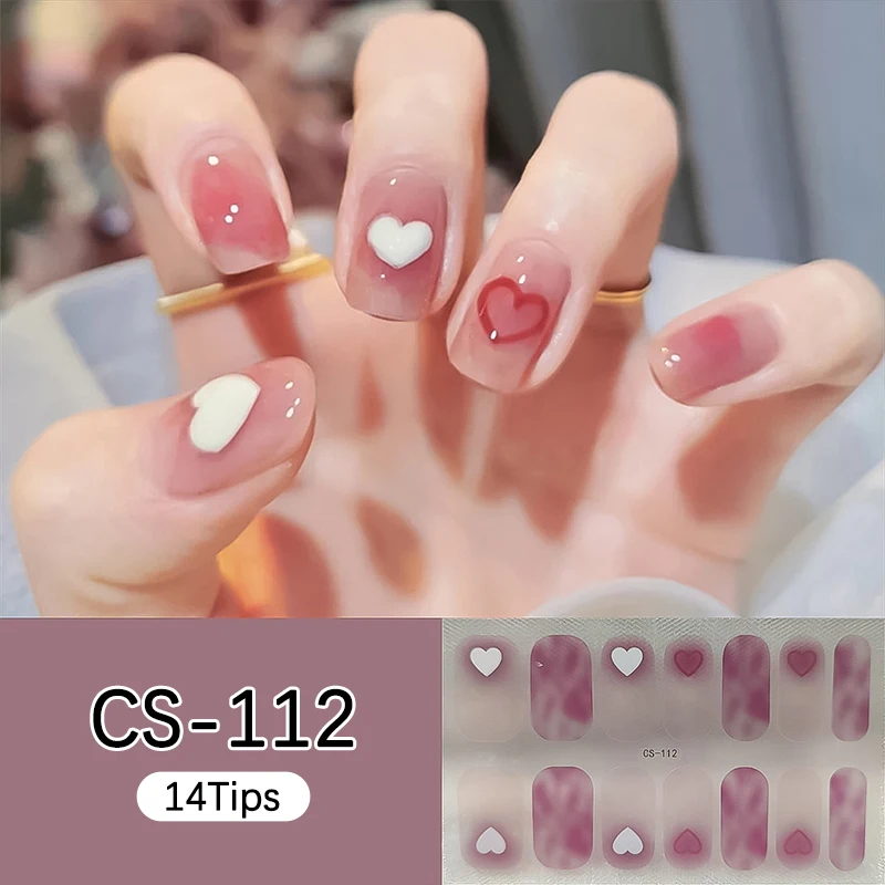 14 قطعة من ملصقات الأظافر اللامعة البسيطة لفن الأظافر، أغطية أظافر كاملة، صناعة فن الأظافر بنفسك