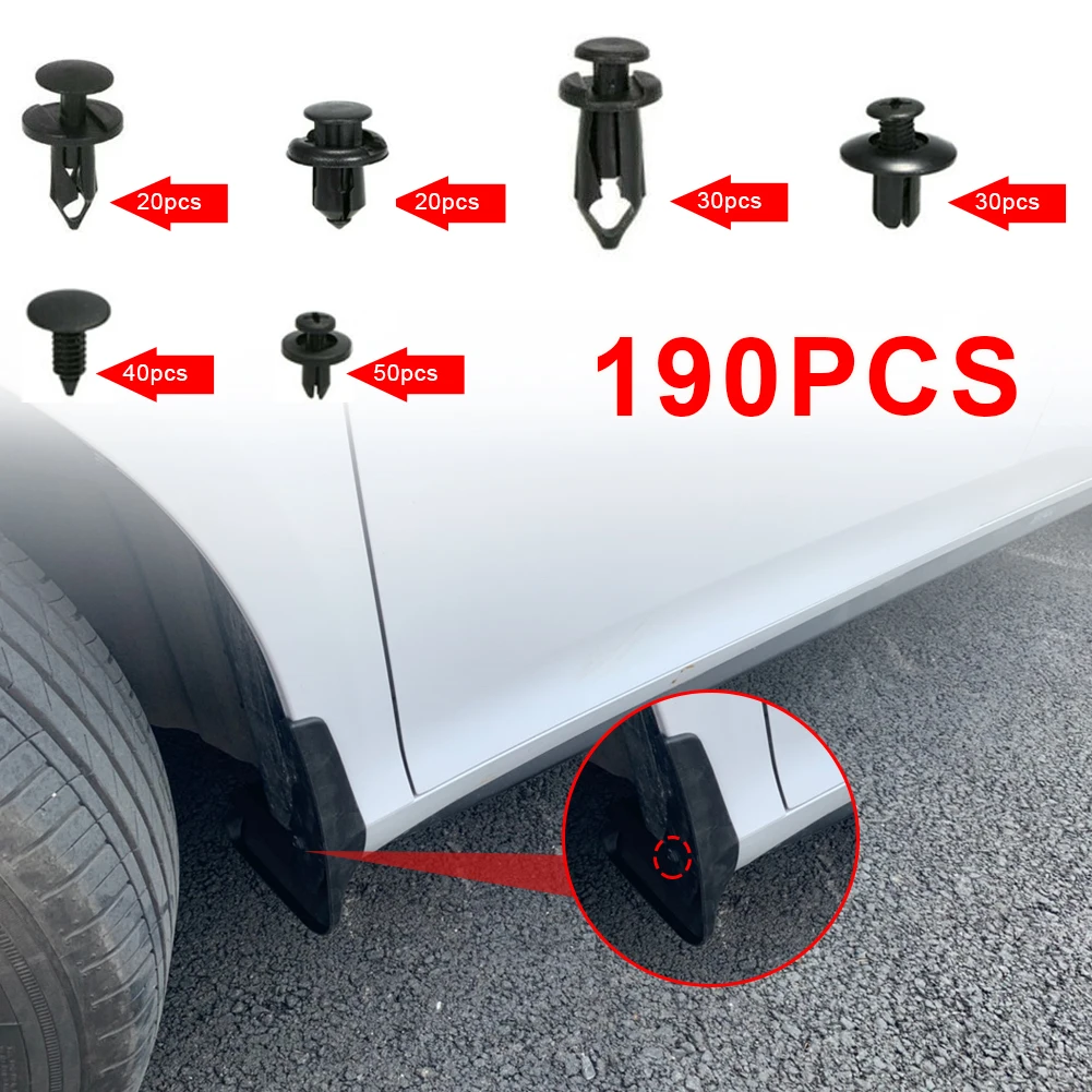 6 Size 190Pcs Auto Bumper Fastener Clip Plastic Push Retainer Pin Rivet  Car Door Trim Fenders Panel Clip Kit Auto Accessories