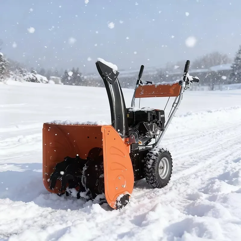 مبيعات الجملة الشتاء منفاخ الثلج مكنسة الثلج 6.5 حصان اليد دفع دليل بدء صغير بعجلات الطريق منفاخ الثلج #4