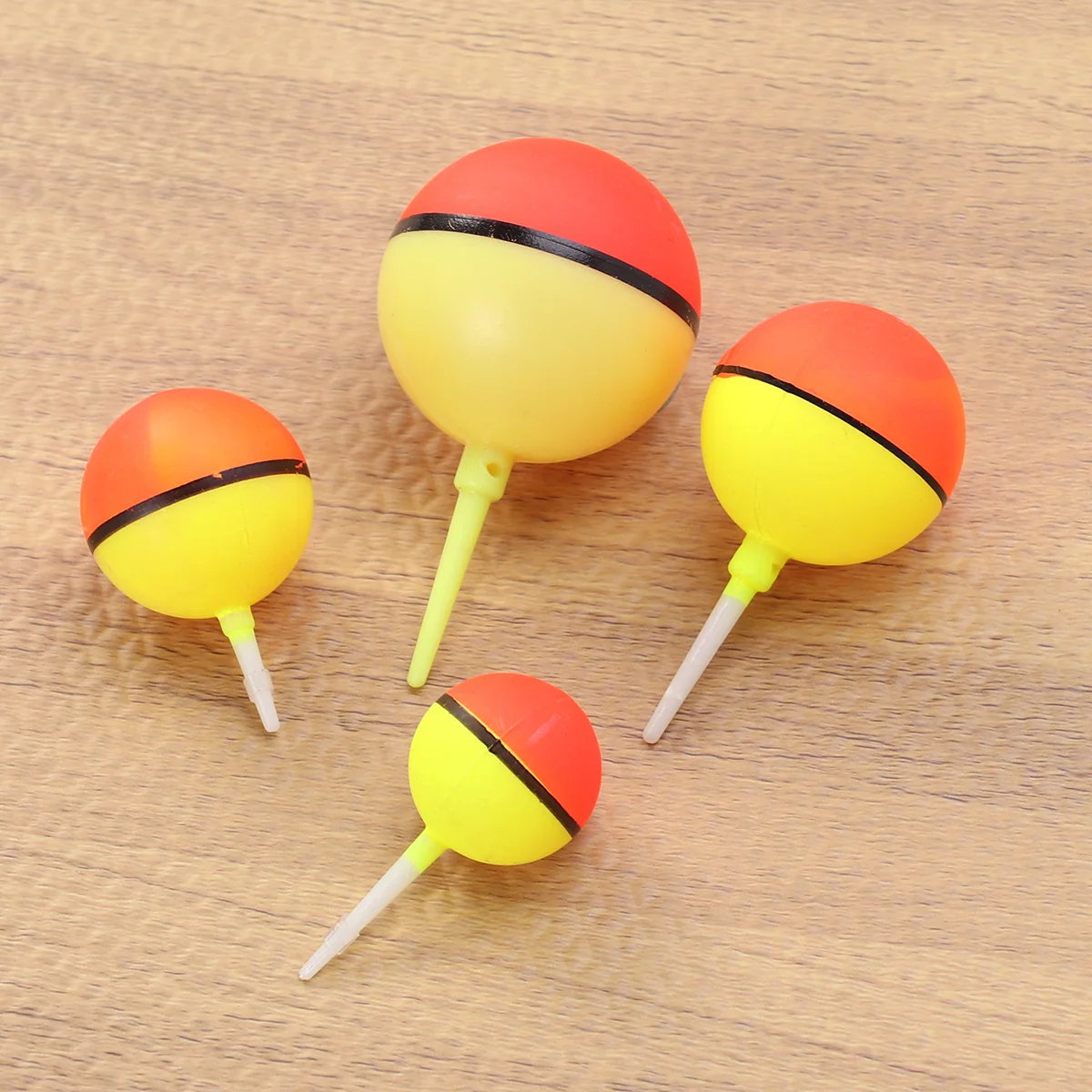 4pcs Fishing Floats Set Plastic Fishing Round Buoy Float Fishing Tackle Accessories(Red and Yellow)