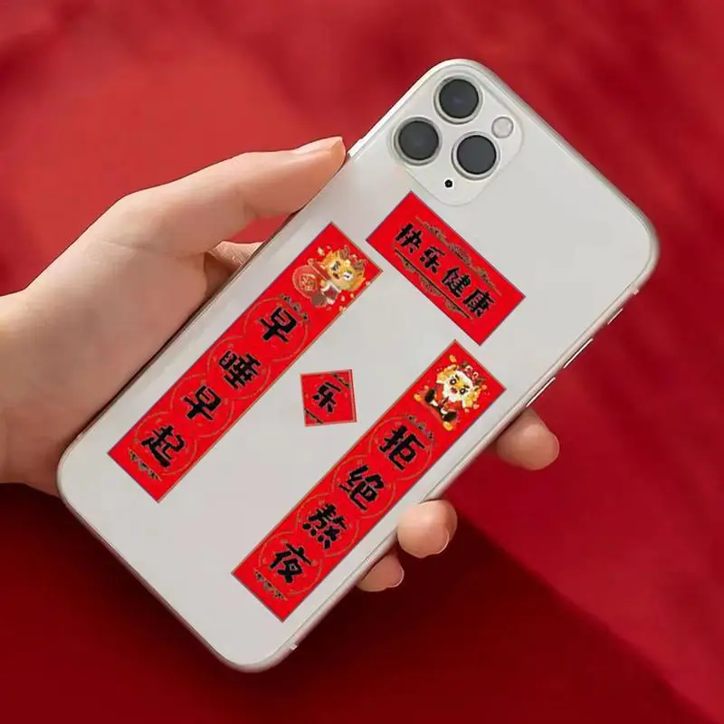 Stiker Tahun Baru untuk anak-anak stiker Couplet kartun Mini stiker Tahun Naga untuk Notebook label Festival dekoratif buku harian