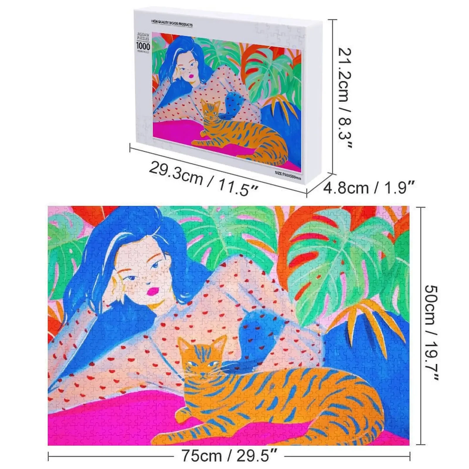 الاسترخاء مع القط بازل قطع الحيوانات الخشبية بانوراما خشبية للبالغين صور هدايا شخصية لغز مخصص