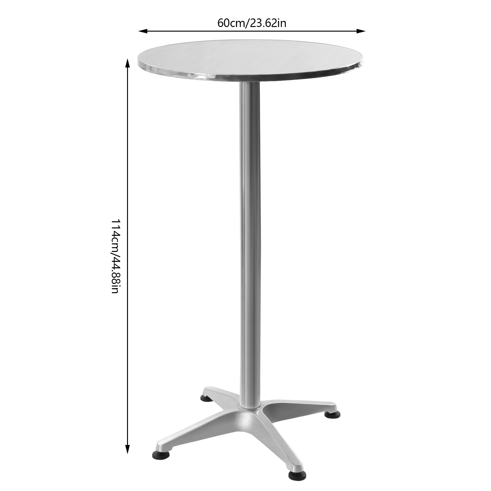 X-shape Base Folding Outdoor Side Table Round Aluminum Indoor-Outdoor Table Metal Patio Table for Porch Yard Balcony Silver
