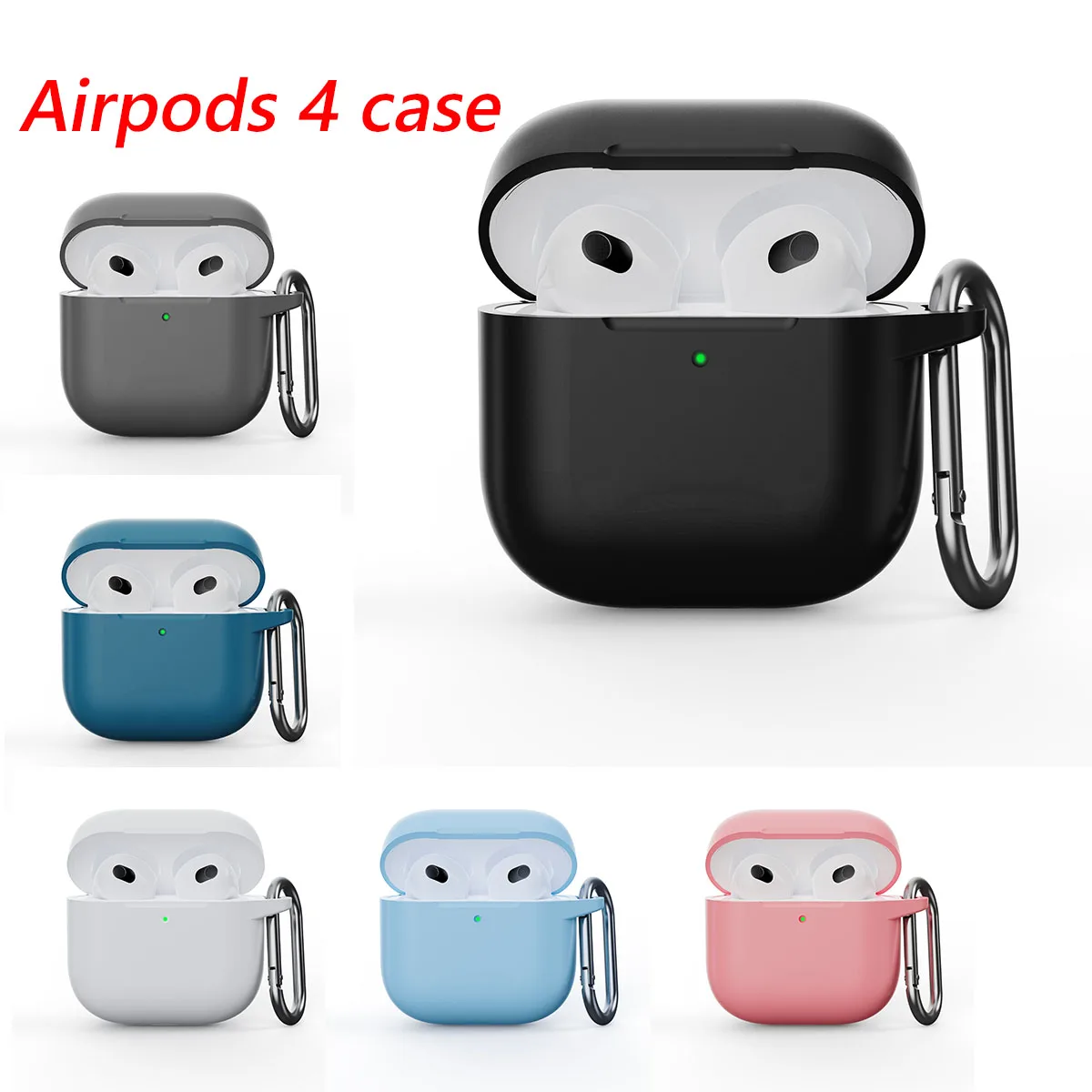 ew For Airpods 4 (2024) Coque تصميم سيليكون سائل ناعم بلون سادة مضاد للسقوط غلاف ناعم لأجهزة Airpods 4 غطاء Funda