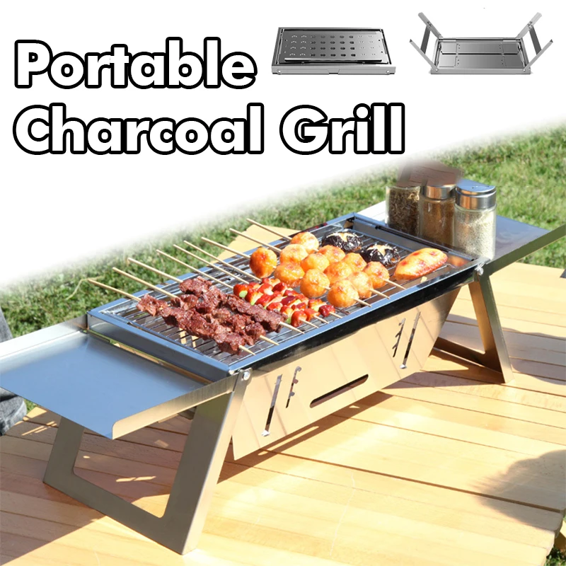 Stainless Steel Folding Barbecue Grill For Outdoor Picnic Camping BBQ Grill Multi-Function Portable Charcoal grill Fire Stove