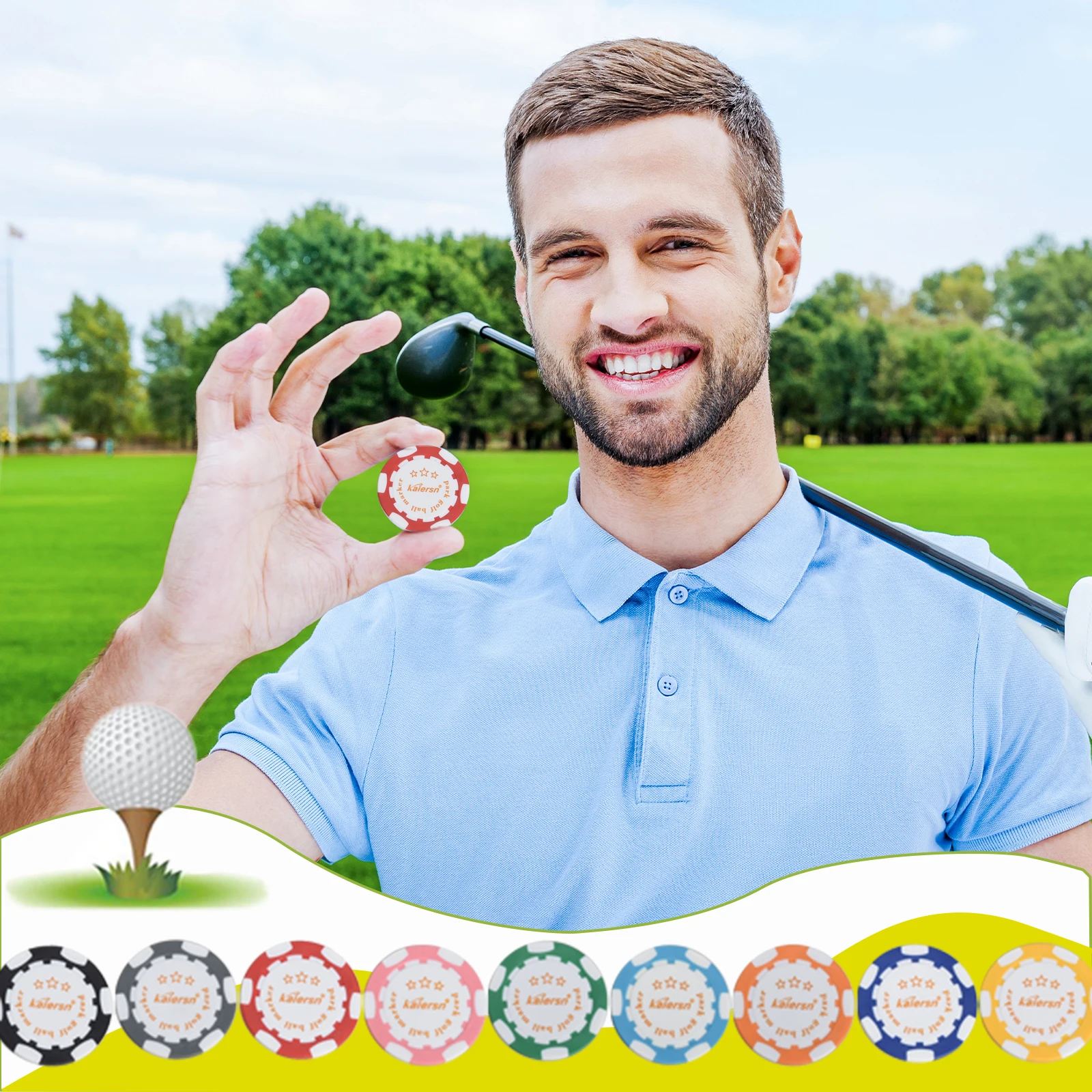Kaiersn 9-Piece Golf Ball Marker Set – 9-Color Durable Position Markers | Ideal Golf Accessories & Gift for Men & Women - view 6