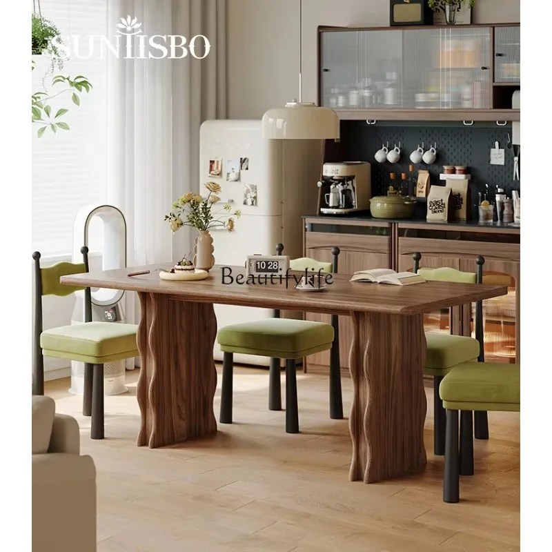 

yj9North American black walnut medieval solid wood long dining table