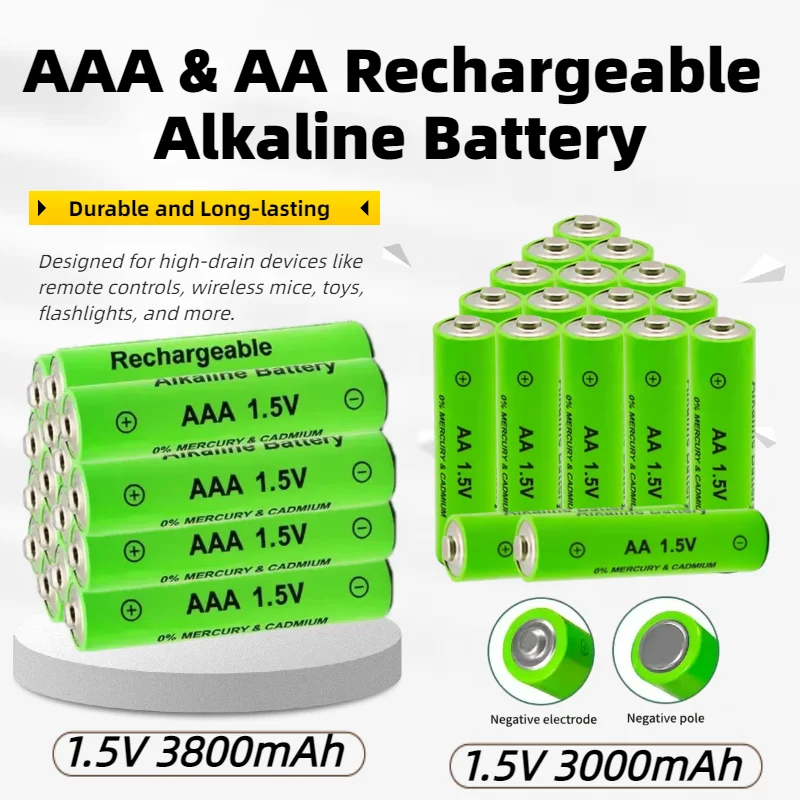 

High Capacity 1.5V AA AAA Rechargeable Batteries for Remote Control Mouse Toys Game Controllers Keyboards Clocks Electronics