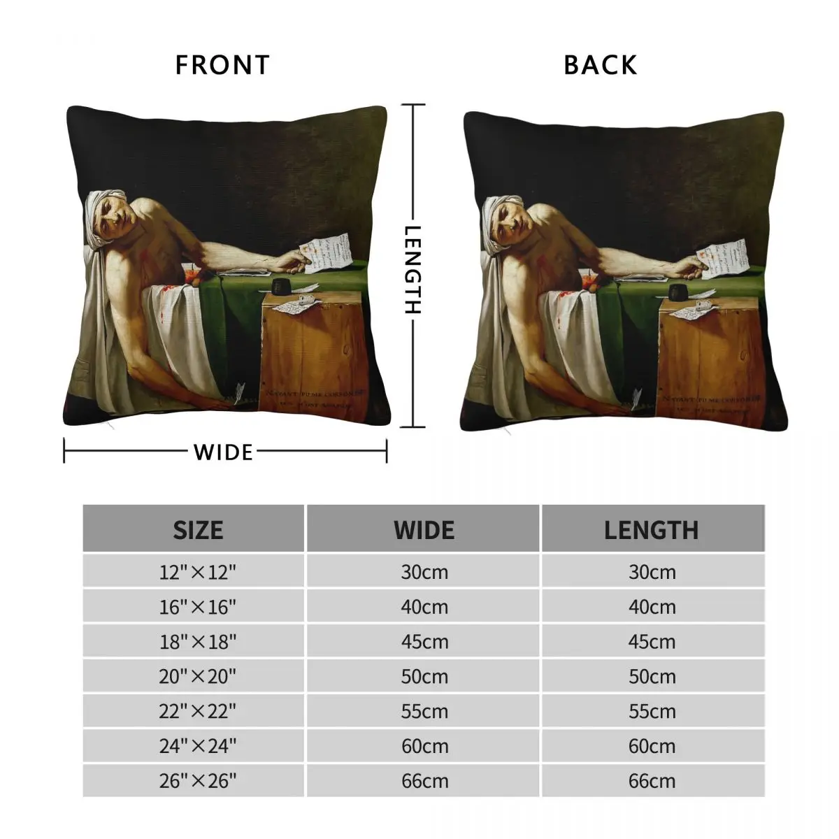 Death Of Marat Jacques-Louis David Square Pillowcase Polyester Linen Velvet Pattern Decor Pillow Case Sofa Seater Cushion Cover
