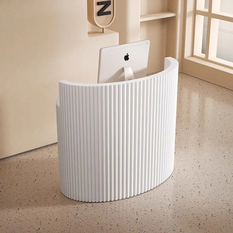 Professional Custom Laminate Eco-Friendly Modern Small Reception Desk 100cm White For Hospital Hotel Office Building Retail