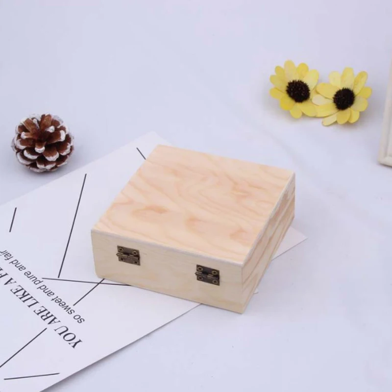 Jewelry Case Natural Unpainted Wood Jewelry Box Ring Earrings Trinket Case For Table Single-deck Simple Gift Boxes