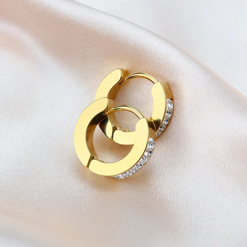 Stainless Steel Hoop Earrings Women 9 Style Vintage Simple Gold Color Ear Buckle Korean Fashion Retro Cartilage Piercing KBE113