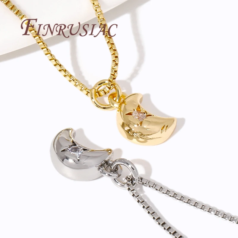 Wholesale Metal Moon Charms Accessories For Earrings 18K Gold Plated Brass with Zircon Pendants For DIY Jewelry Findings