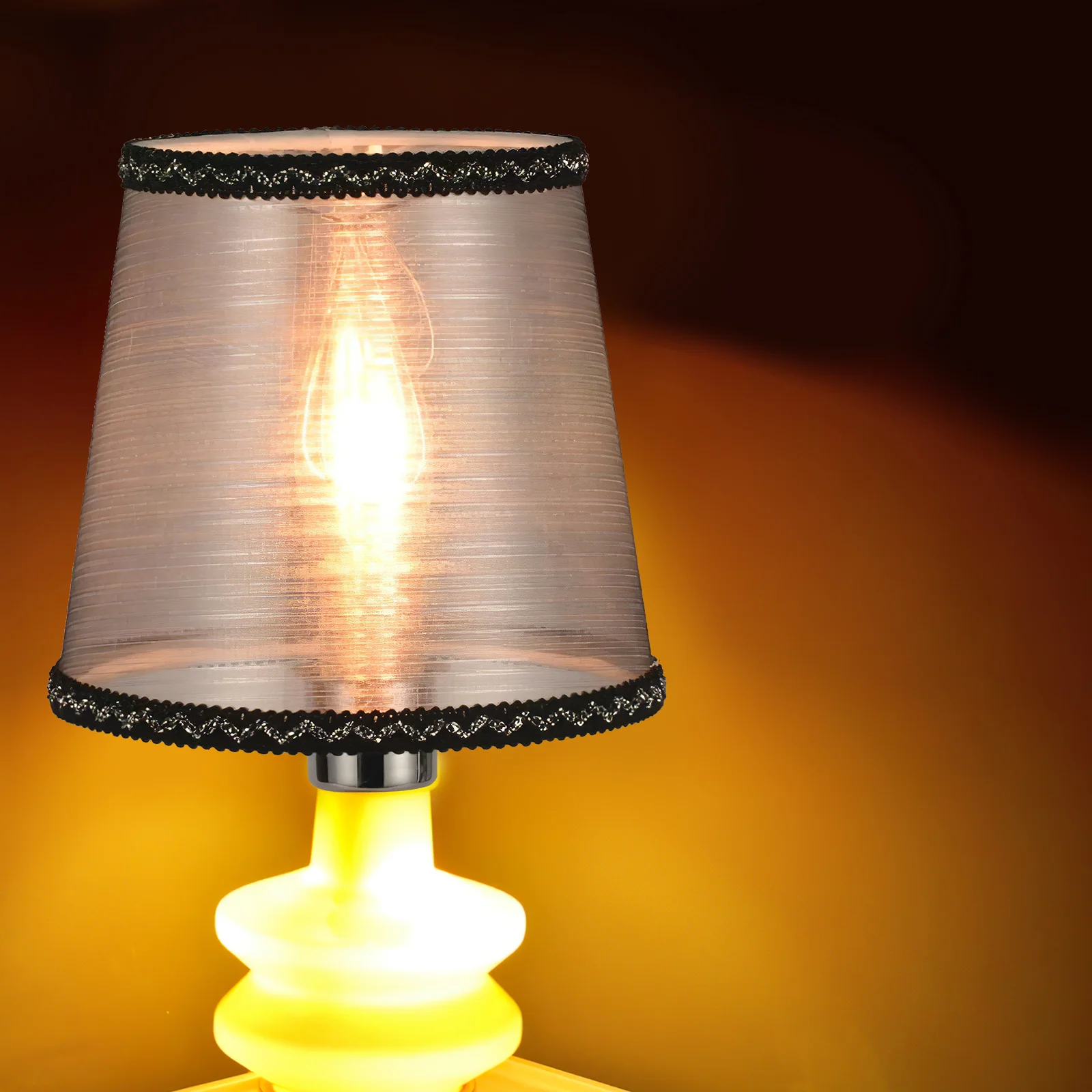 غطاء مصباح طاولة من القماش المعدني، غطاء خفيف مصنوع بحرفية مفصلة للاستخدام الآمن في غرفة النوم وغرفة المعيشة #2