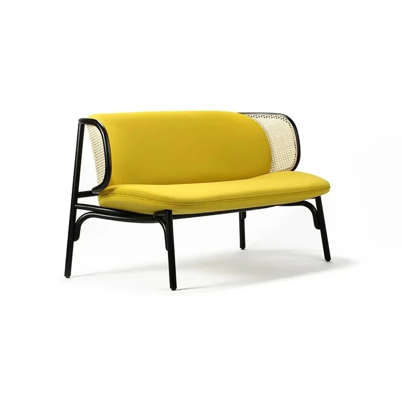 

C484 Nordic solid wood rattan single sofa chair backrest hotel engineering designer chair living room medieval double