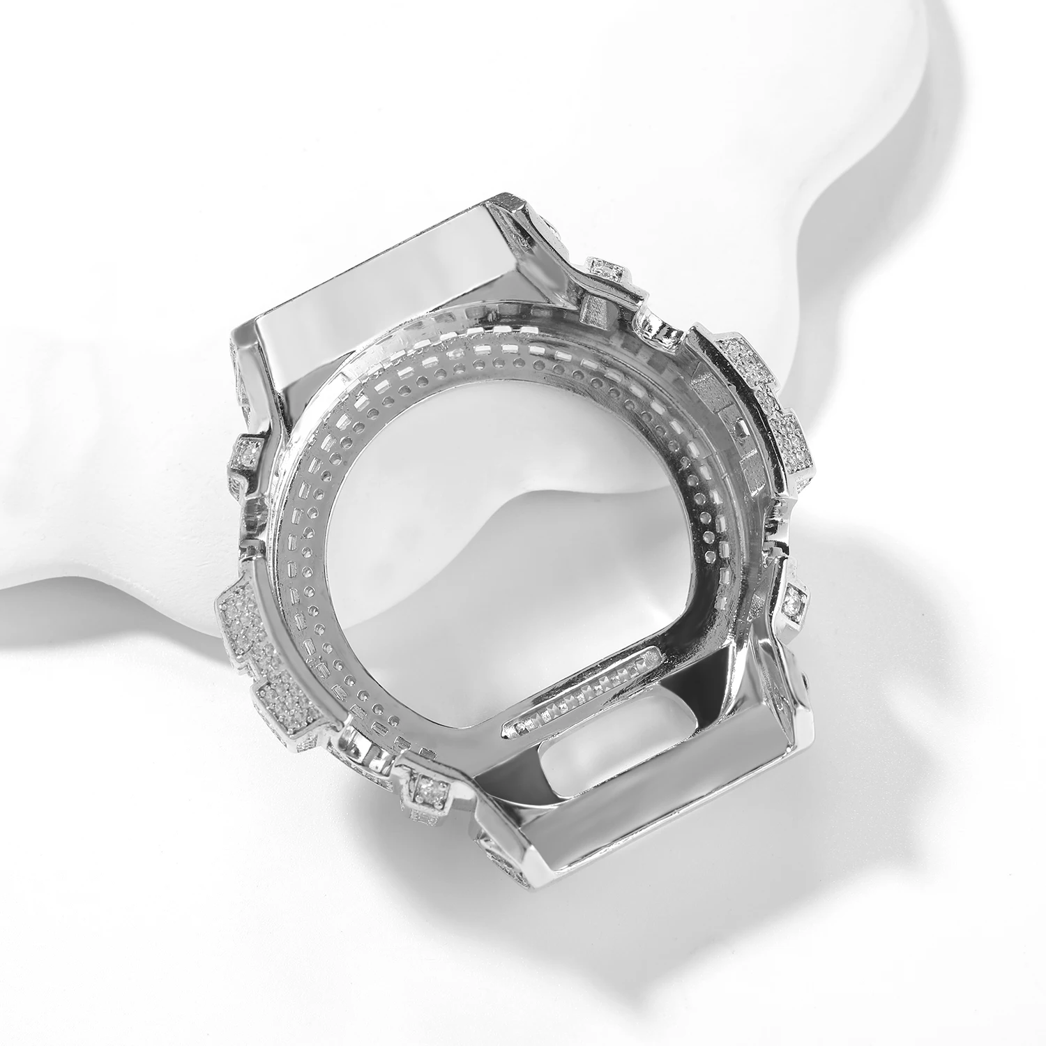 THE BLING KING Full Iced Out Moissanit Watch Case For DW6900 Cubic Zirconia Replacement Cover Hip Hop Luxury Mod Accessory