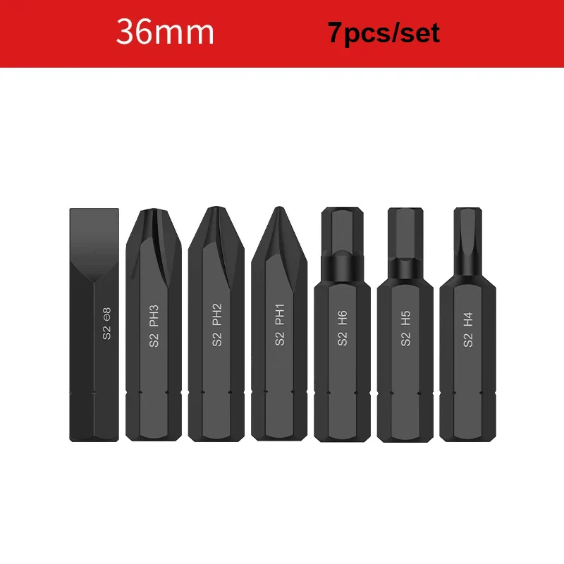 

10pcs 36mm/80mmMagnetic 5/16' 8mm Hex Multi-purpose Heavy Duty Impact Hexagon Slotted Phillips Screwdriver Bit H4-H6 SL8 PH1-PH3