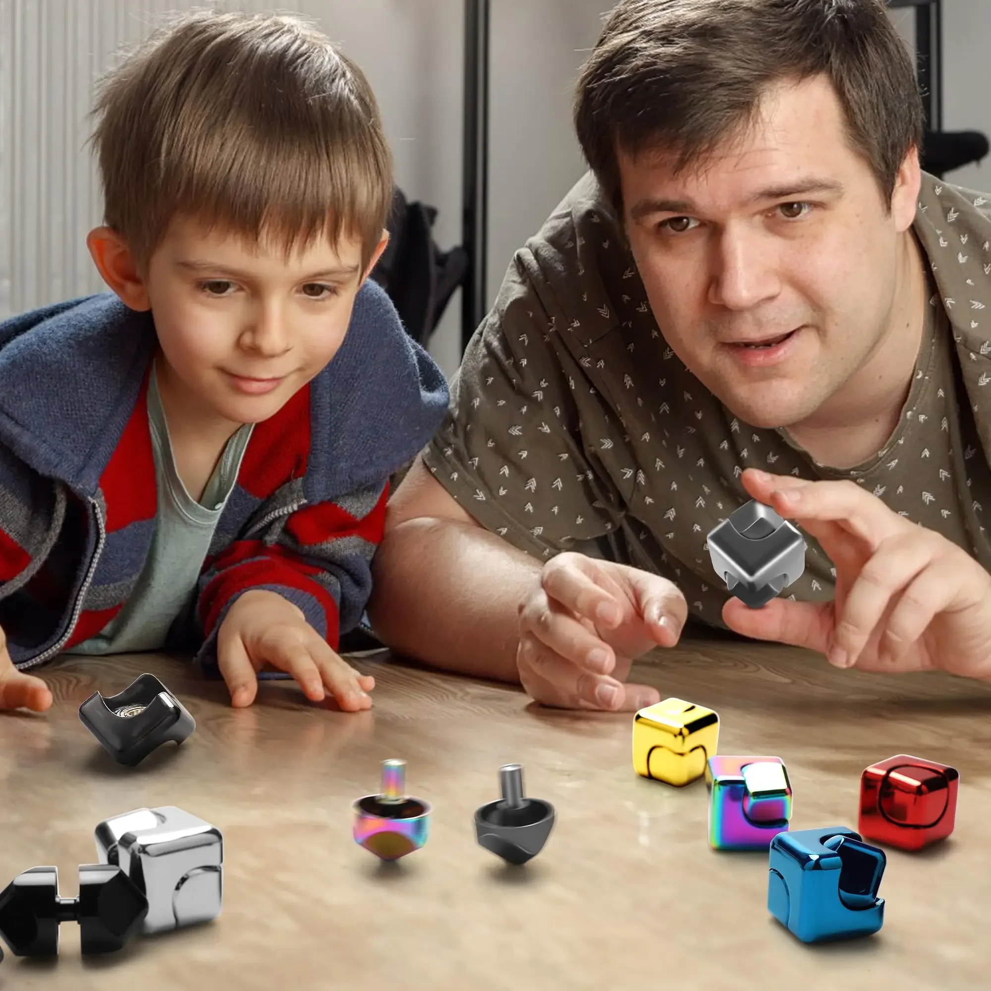 Giroscopio rotante con punta delle dita in cubo di metallo Fidget antistress Giocattoli per adulti Ufficio Casa Viaggio Spinner portatile Giocattoli Regali di Natale