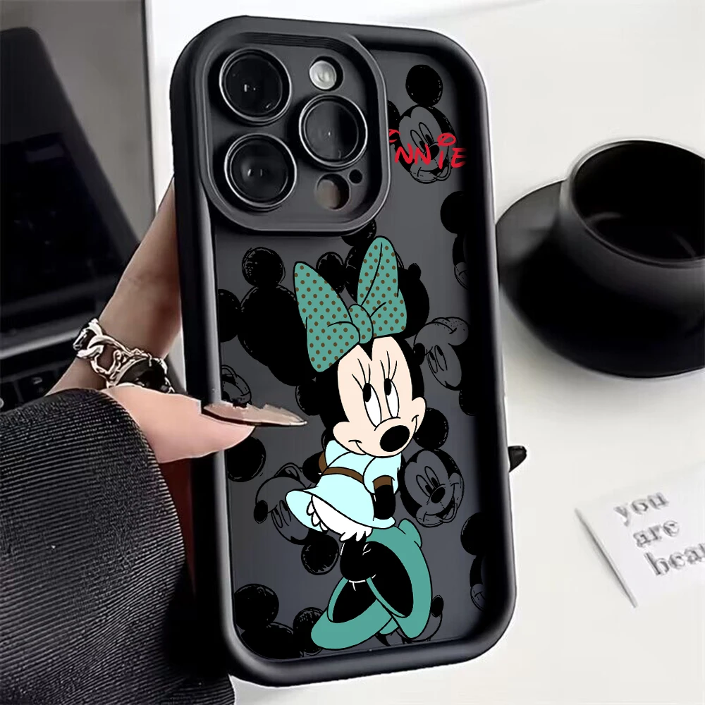 

Fashion Cute Mickey Minnie Phone Case For Xiaomi Mi 14 Lite 12T POCO M6 F4 F5 X3 X4 X5 GT 5G Soft TPU Back Cover With Hand Strap