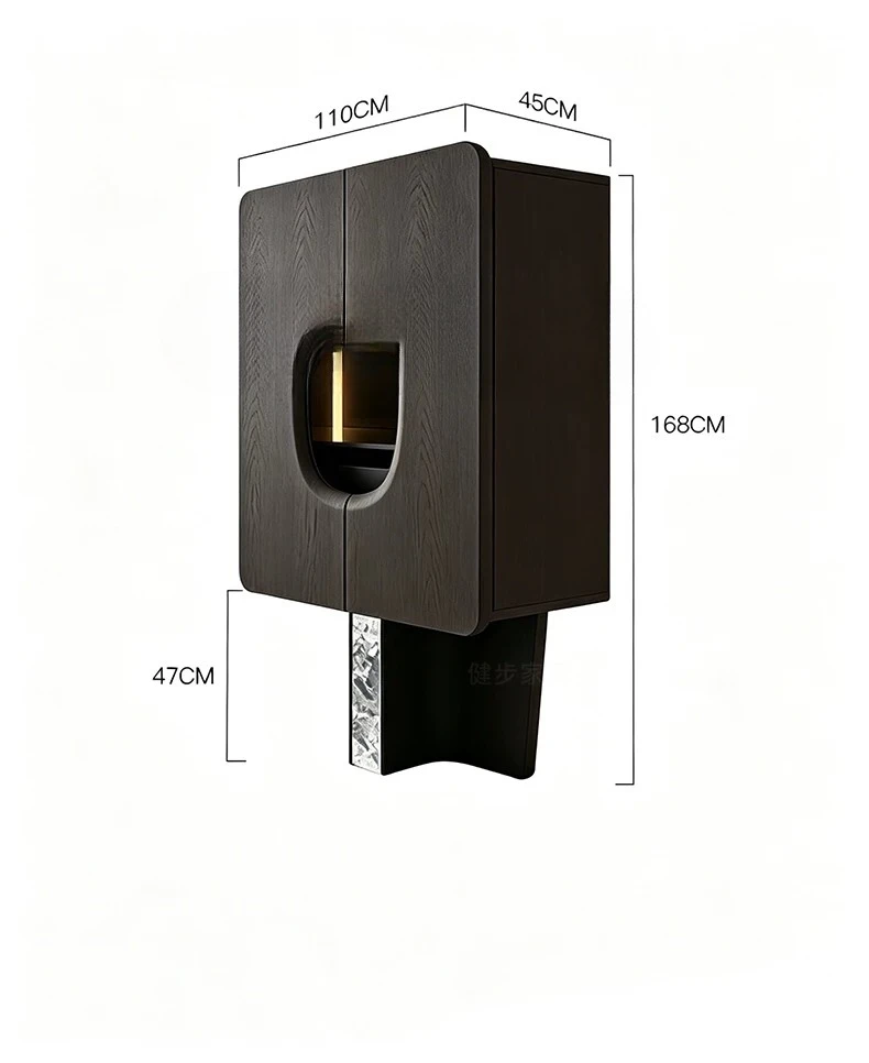 Italian minimalist black glass display cabinet vertical wine cabinet living room dining room locker