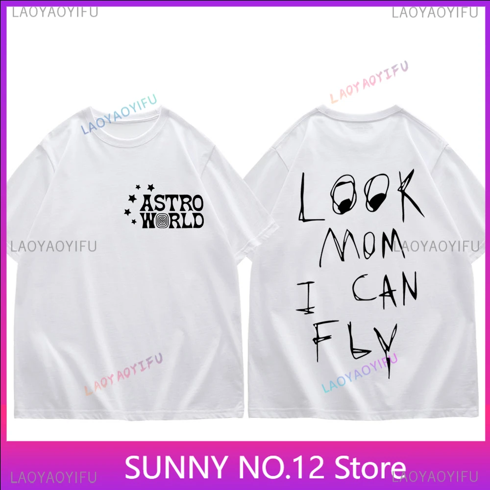 Rapper Cactus Jack LOOK MOM I CAN FLY Print T Shirt Men Women Hip Hop Fashion Short Sleeve Popular Summer Casual Top Tee