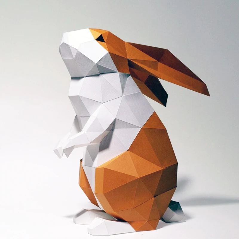 Modèle en papier lapin 43cm, décoration de maison, bureau, ornement de salle, artisanat en papier, puzzle 3D, jouets éducatifs créatifs faits à la main