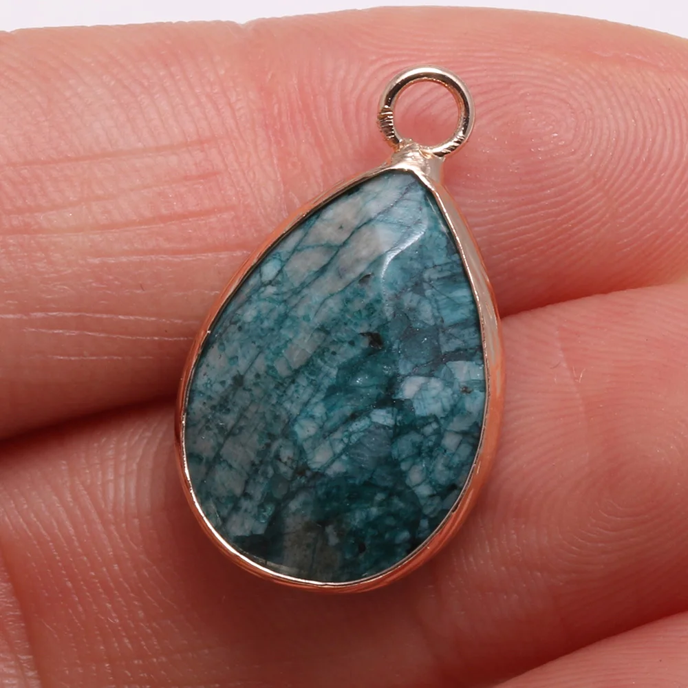 2 Pieces Natural Water Drop Shape Faceted Amazonite Pendants 13x23mm for Jewelry Making DIY Necklace Earrings