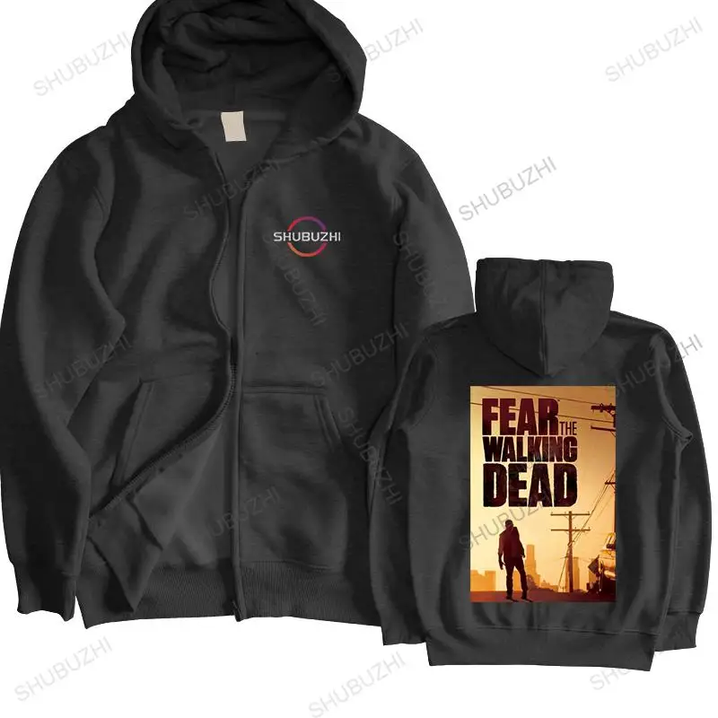 เสื้อมีฮู้ดสำหรับผู้ชายแฟชั่นดราม่าซอมบี้ AMC รายการทีวี Fear The Walking Dead เสื้อกันหนาวพิมพ์ลายพิมพ์ลายผ้าฝ้าย