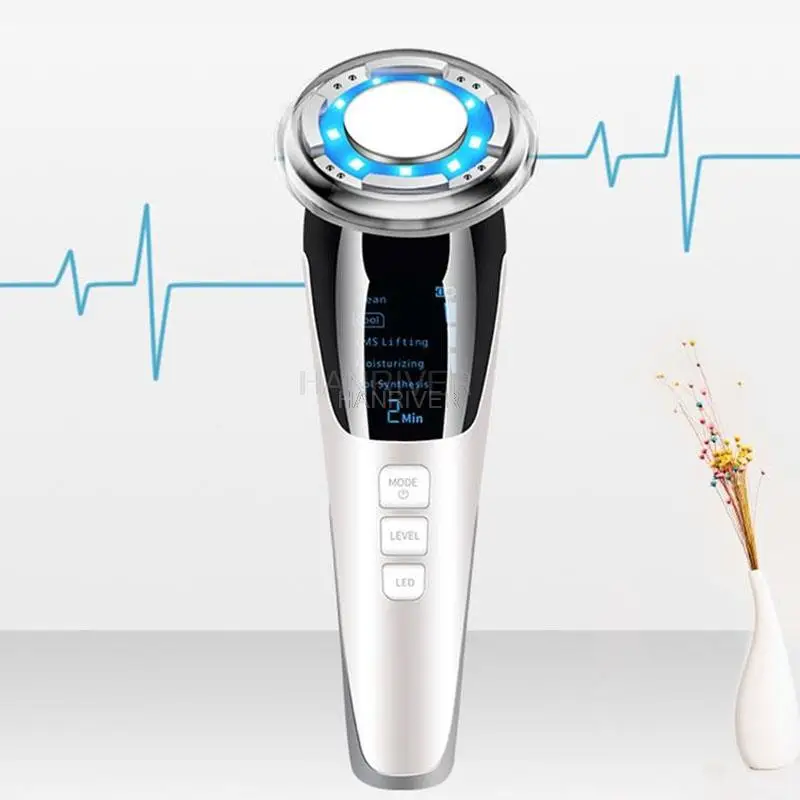 Ems massageador facial terapia de luz led vibração sônica remoção de rugas aperto da pele tratamento quente fresco cuidados com a pele dispositivo beleza