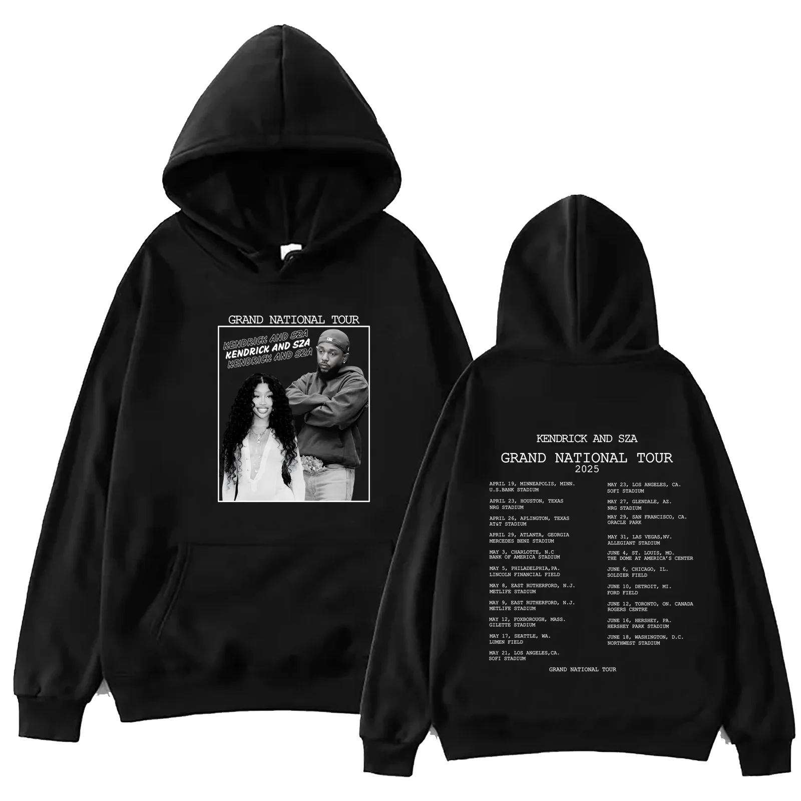 Kendrick & SZA GNX Merch Album Tracklist Hoodie Long Sleeve Streetwear Women Men Hooded Sweatshirt Grand National Tour 2025