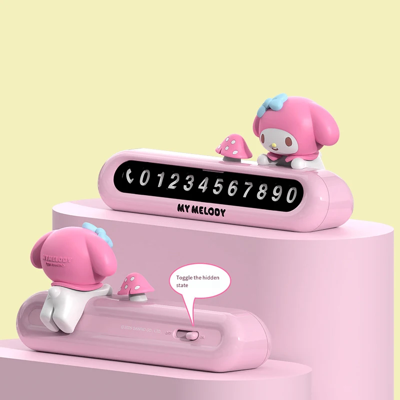 

Передвижной номерной знак автомобиля Sanrio, номерной знак мобильного телефона, украшение приборной панели, скрытый номер, мультфильм My Melody, подарок для автомобиля