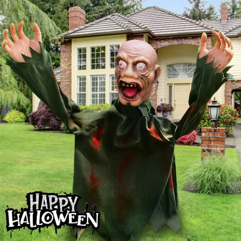 

Halloween Decorations Outdoor Scary Realistic Groundbreaker Zombie Props with LED Glowing Eyes for Graveyard Outdoor Decor