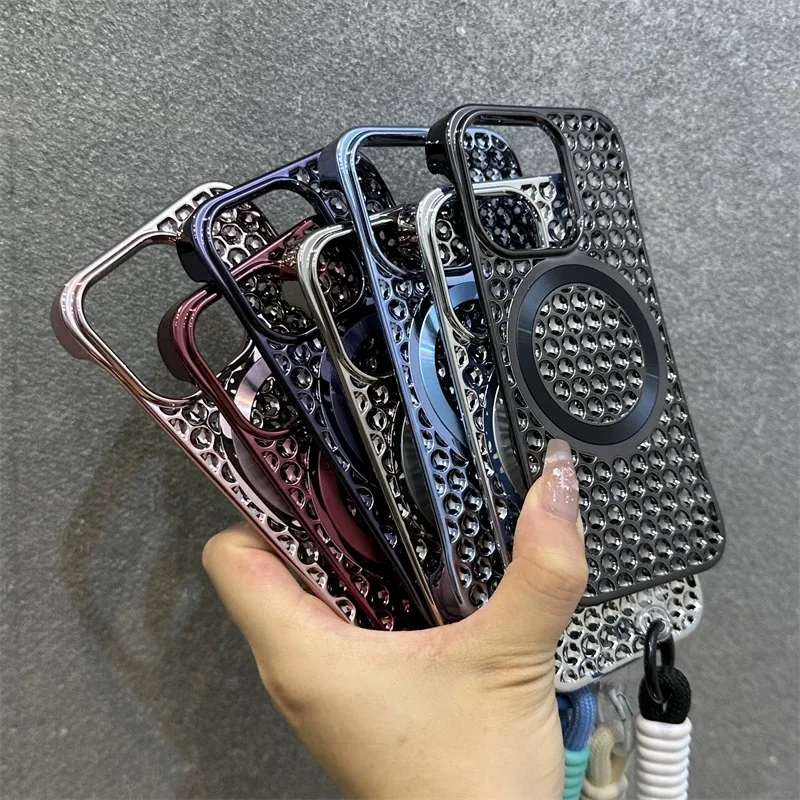 HOCE Frameless Honeycomb Heat Dissipation Magnetic Phone Case For iPhone 15 14 13 Pro Max Breathable Slim Shokcproof Back Cover