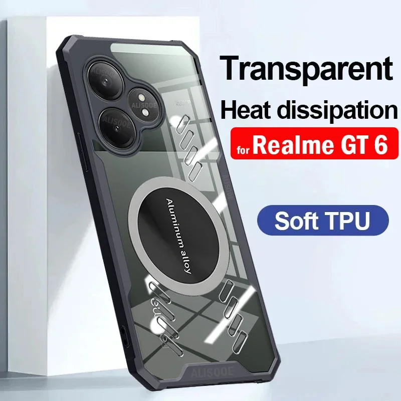 HD Clear Capa for Realme GT 6 Global Case Transparent Heat Dissipation Protective Phone Cover for Realme GT6 5G Funda