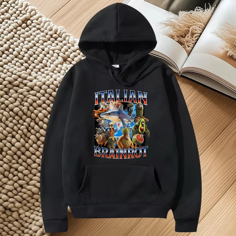 

Italian Brainrot Posters graphic hoodie 2025 men women fashion vintage Long sleeve Sweatshirt with print oversized hoodie unisex