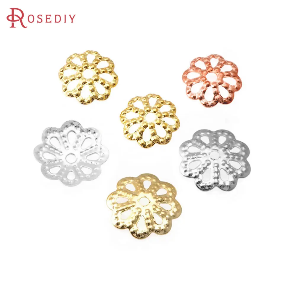 

50PCS 6MM 8MM High Quality 18K Gold Color Brass Flower Beads Caps Diy Jewelry Making Supplies Earrings Findings Accessories