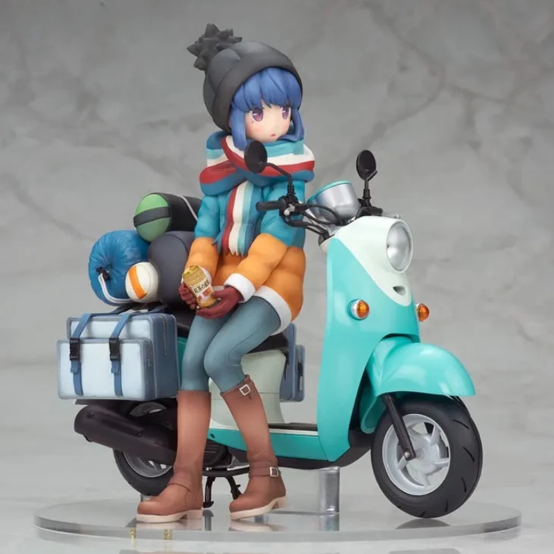 

100% Original:Anime Yuru Camp Shima Rin motorcycle 15cm PVC Action Figure Anime Figure Model Toys Figure Collection Doll Gift