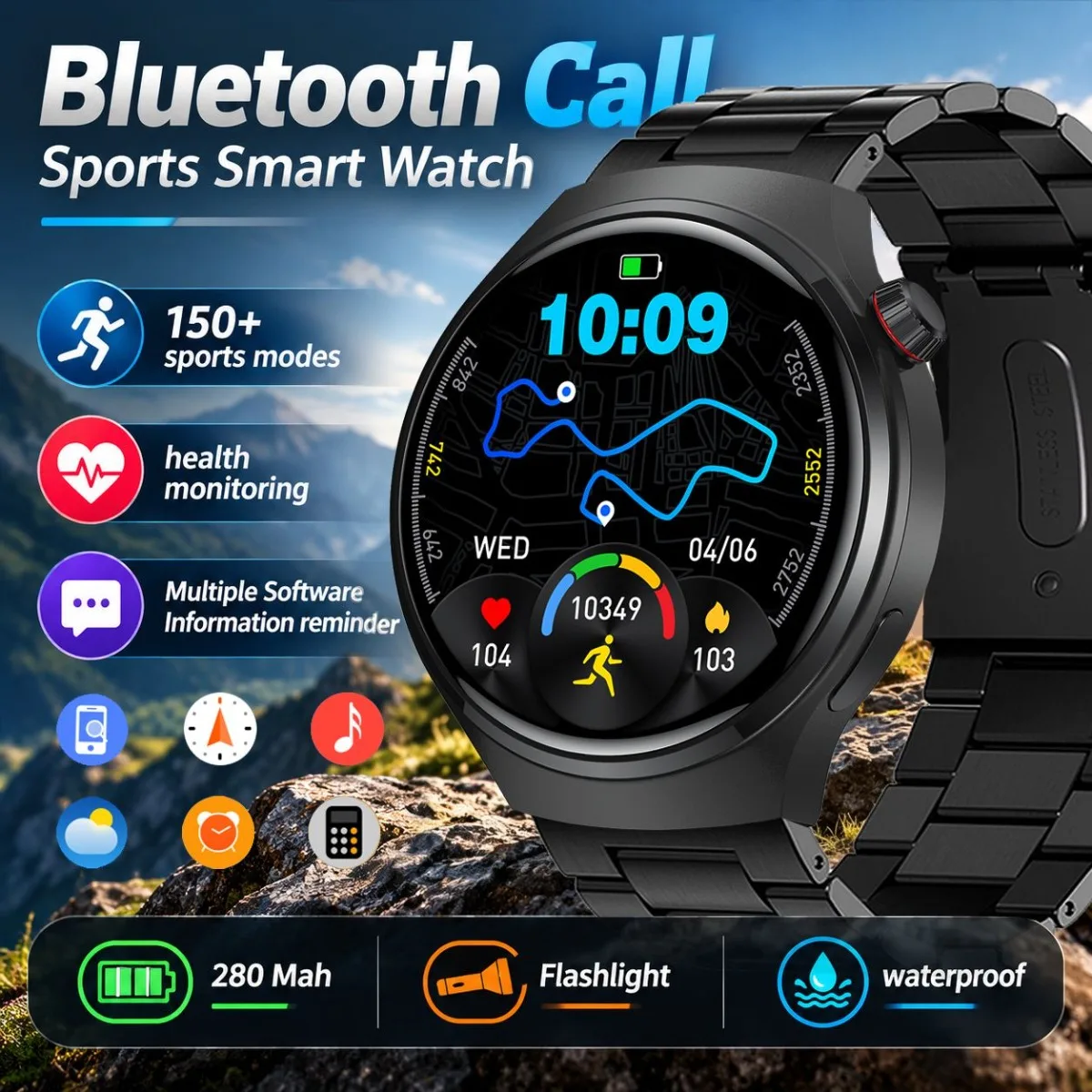 2026 New Smart Watch Men:1.53 AMOLED HD Screen 150+ Sports Mode Heart Rate Bluetooth Call IP68 Waterproof Android IOS SmartWatch