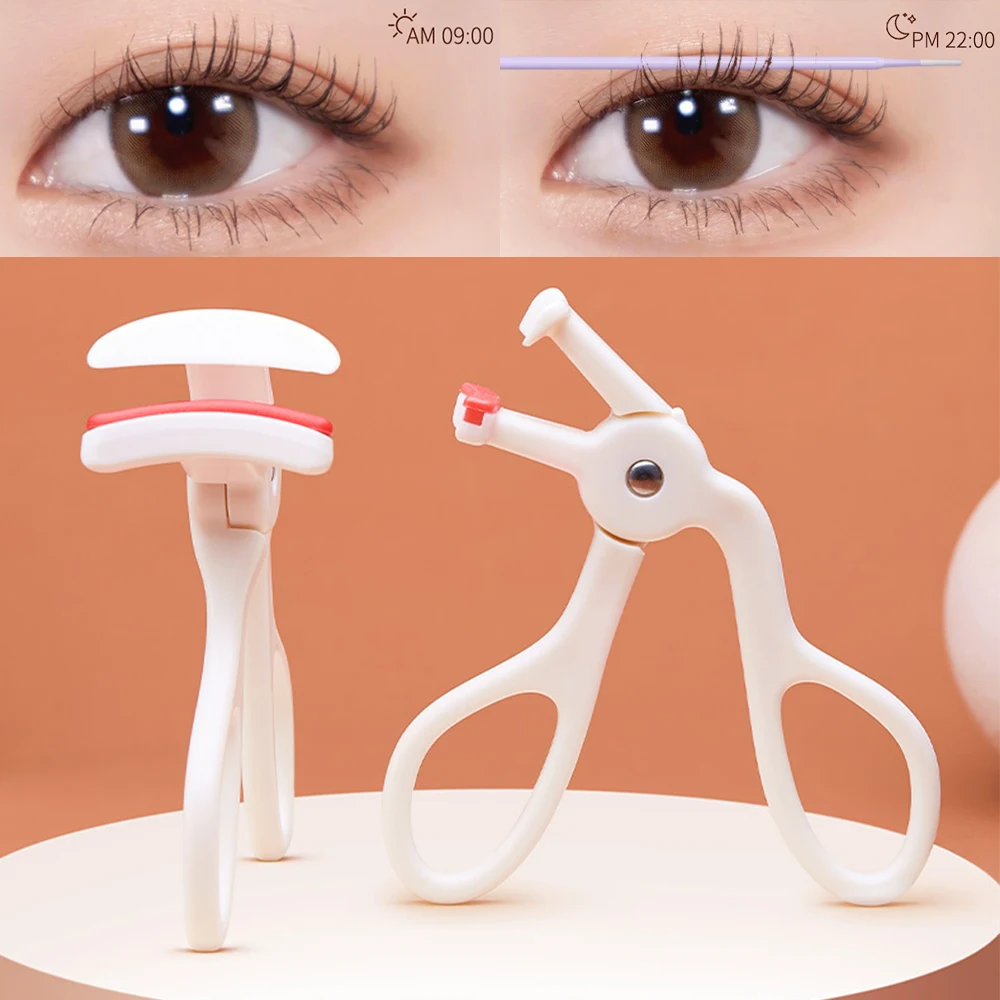 Portable Eyelash Curler Portable Long Lasting Natural Eyelashes Curls Professional Silicone Wide Angle Lash Curler Makeup Tools