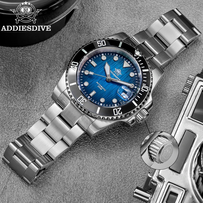 

ADDIESDIVE AD2078 Men's Fashion Watch BGW9 Blue Luminous Sapphire Crystal 200M Waterproof Japan NH35A Automatic Mechanical Watch