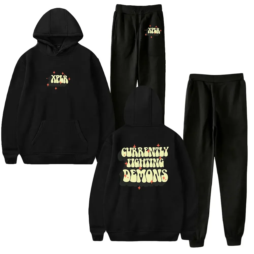 

XPLR Sam and Colby Merch, толстовка с изображением драющихся демонов, брюки-джоггеры, комплект из двух предметов, свитшот + спортивные брюки 2023, мужские и женские комплекты в стиле хип-хоп