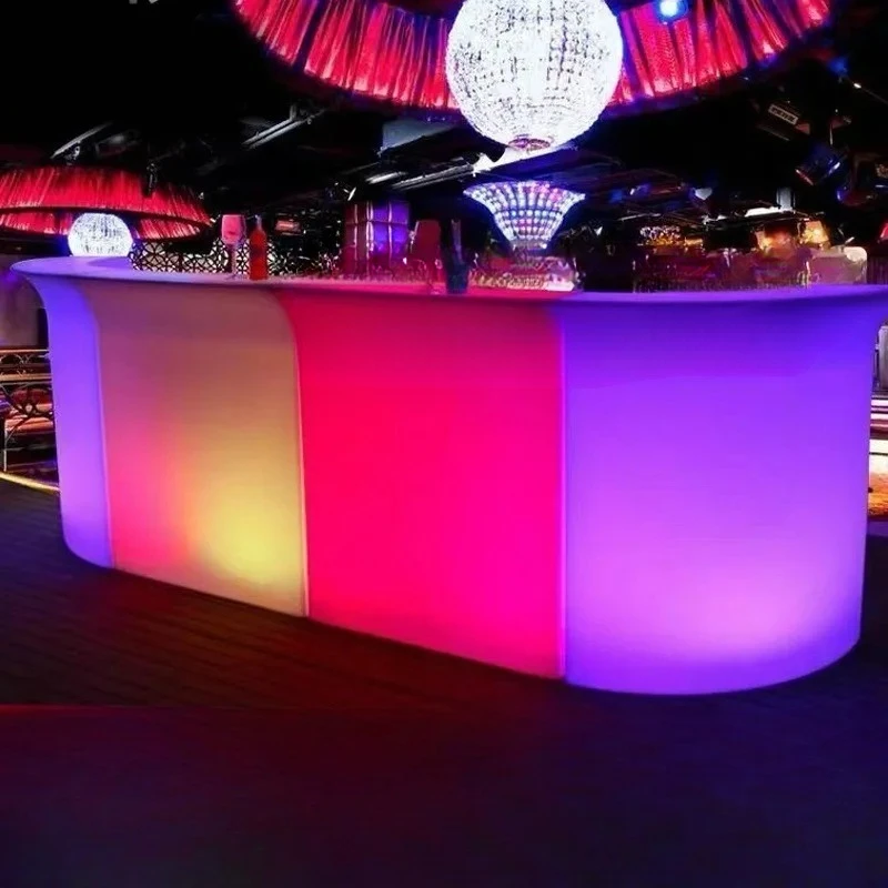 Front desk outdoor waterproof event cocktail bartending bar table, stylish welcome luminous furniture